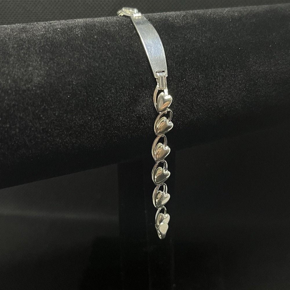 Esclava De Plata Para Niña‎ Con Diseño De Corazones,Silver Bracelet - 5.5 Inch